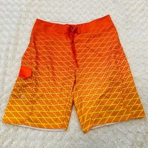 Burnside Mens Board Shorts Orange Beach Swim Trunks Bathing Suit